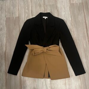 Good American Black and Tan Blazer with Bow Detail